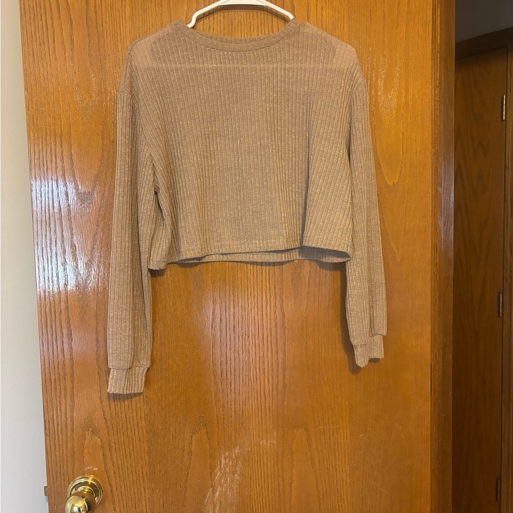SHEIN Brown Ribbed Knit Top